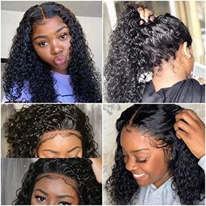 Kinky curly Brazilian hair wigs for black women free parting 360 lace frontal wig pre plucked lace front human hair wigs 130% 14"