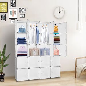 20 Storage Cube Organizer Plastic Cubby Shelving Låd Enhet DIY Modular Bookcase Closet System Skåp med genomskinlig design för kläder