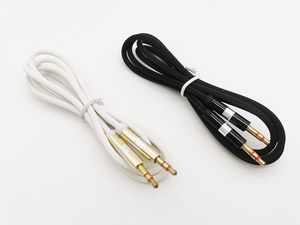 AUDIO CABLE AUX Wire 3,5mm Double Man Connector 1m / 3ft OD 3.8 Fina linjer Silverringsplugg 20+