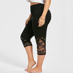 ROSEGAL Lace Trim Capri Plus Size Leggings Women Sexy Fitness Legging Calf-Length Pants Women Summer Workout Push Up Leggings CJ191206