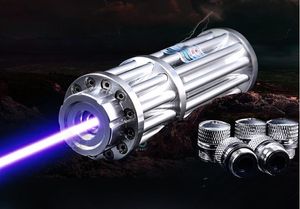 La migliore promozione militare più potente Potente puntatore laser blu da 10000 m Penna laser 450nm Fascio 5 stelle Cappucci Luce A Caccia