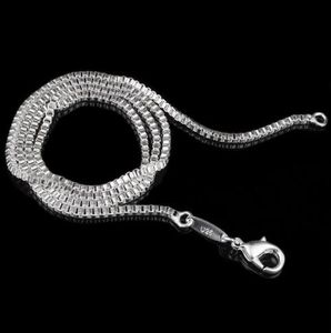 925 Sterling Silver Halsband Kedja Kvinnor Bröllop Smycken 1.4mm / 2mm Box Chain Halsband Ny Ankomst Hot Fashion Smycken GB1696