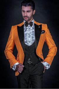 Новое поступление одна кнопка жениха пика отворотом смокинги мужские костюмы свадьба / выпускной блейзер лучший человек (куртка + брюки + жилет + галстук) A388