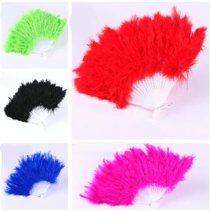 Fluffy Feather Fan Dance Fancy Elegant Props Dress Wedding Costume Dance Ventagli pieghevoli a mano Halloween Phantom Party Festive Craft Supply