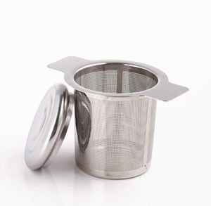 transporte livre 30pcs Lid chá e café filtros finos malha coador de chá reutilizável em aço inoxidável Infusers Basket Chá com 2 alças