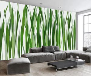 Bakgrund för väggar 3 d för vardagsrum Abstrakt modern handmålade gröna blad vardagsrum bakgrundsvägg