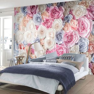 Zdjęcie Tapety Nowoczesny Romantyczny Kwiat Sea Flower Mural Salon Sypialnia Wedding House Backdrop Wall Home Decor Wall Paper 3D