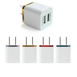 Metal Dual USB wall Charging Charger US EU Plug 2.1A AC Power Adapter Wall Charger Plug 2 port for Samsung Galaxy Note 10 Note 9 LG Tablet