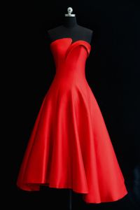 Satin Ball Gown Prom Dress Red/Black/Royal Blue Elegant Party Dress Zipper Back