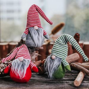 新しいフェイスレスドールペンダントクリスマスストライプキャップフェイスレスドールクリスマスツリーハンギングオーナメント装飾gnome老人人形
