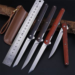 Slim Pen Style Folding Blade Knife Wood Handle Bearing System Camping Pocket Knife Outdoor EDC Tactical Survival Knives