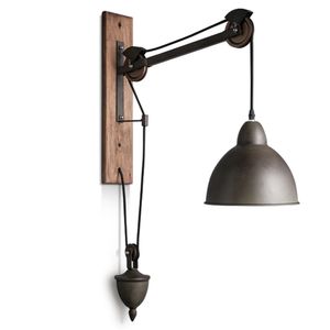 Amerikanska loft vardagsrum vägglampa metall lyft remskivor industriell klubb korridor sovrum sängar Balkong vägg ljus sconces