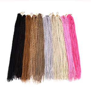 Syntetisk 3 Förpackningar Hårfaux Locs Crochet Braids med 22in 100g Hoka Hairs Extensions Vit och Grå för svarta kvinnor