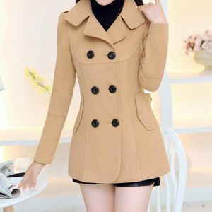Women Spring Trench 2018 Plus Size M-3XL Women Jacket Ladies Pea Coat Slim Double Breasted Blended Coats