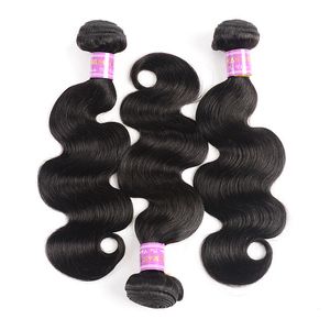 Colori naturali Body Wave Capelli brasiliani trame vergini di capelli umani non trasformati 8 -30 pollici Estensioni tesse capelli DHL Free