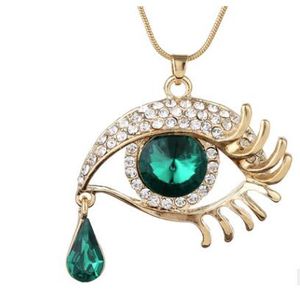 Koreansk mode halsband Magic Eye Crystal Teardrop Eyelash Necklace Lång tröja kedja WY387
