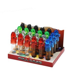 24 pcs / Lot 53MM / 67MM / 82MM Acrylic Plastic Snuff Bottle Snuff Snorter Dispenser Nasal Smoking Pipe Glass Pill Bottle Case Storage Jar