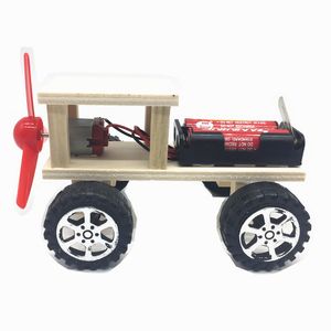 전기 풍력 자동차 기술 작은 과학 실험 DIY 나무 어린이의 교육 장난감 창조적 인 경주 도매