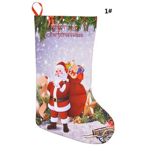 Christmas Stocking Prezent Torby Film Tkaniny Choinki Skarbonka Xmas Candy Storage Torba świąteczna Party Dostawy Xmas Dekoracje Torba WCW612