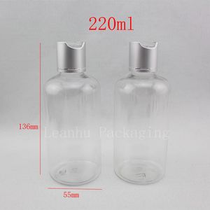 Contenitori in plastica per shampoo vuoti da 220 ml x 30 con tappo superiore a disco, coperchio trasparente per pressa per bottiglie in PET, confezione cosmetica, flaconi per shampoo