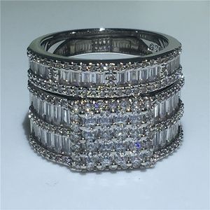 Vecalon Charm Promise Ring Set 925 Sterling Silber Princess Cut Diamant Cz Verlobung Eheringe für Frauen Brautschmuck