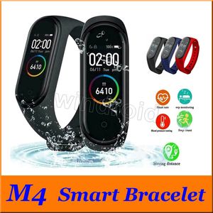 M4 Fitness Smart Bractelet IP67 Водонепроницаемый монитор сердечных сокращений Мониторинг Sleep Monitoring SmartWatch Wristbands Съемные цвета Дешевые 50 шт.