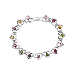 Bracciale in cristallo Swarovski in argento sterling S925 a forma di cuore americano e alla moda