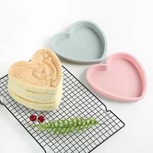 Cake Mold Silicon 8 tums Hjärtform Silikonformar Non Sticky Lätt att Demould Bakplatta Hembakningsverktyg
