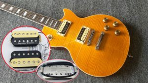 Senior Custom Yellow Slash Guitar Mejores Seymour Duncan Pickups Slash Appetite AFD VOS Flamed Top Yellow Guitarra eléctrica Body de una pieza