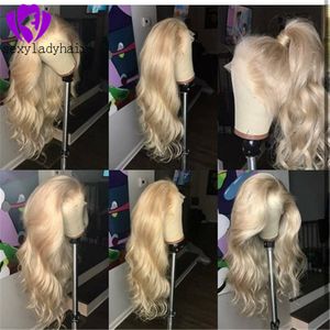 Perruques 613 Blond Full Lace Front Wig Brazilian Body Wave Lace Front Syntetiska Paryker Pre Plocked With Baby Hair kan göra hästsvans