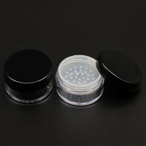 50 teile/los 20g Runde Basis Klar PS Creme Jar Mit Mesh Puff Kuchen Jar Nail art Box Probe Container