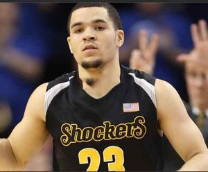 رجال حقيقيون Ita State Shockers Fred Vanvleet #23 Black White Embroidery Size S-4XL College Jersey أو مخصصة أي اسم أو قميص رقم