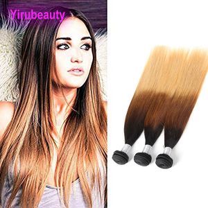 Peruvian Human Hair Extensions 1B/4/27 Ombre Color Straight Hair Weaves Three Tones Color 1B 4 27 Bundles