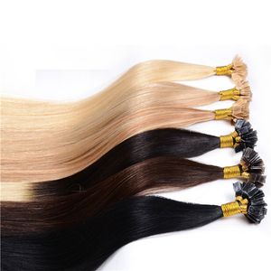 Top Quality Keratin U Tip in Hair Extensions 1g strand 300st 300G Lunghezza 16 '' - 22 '' Colla italiana Capelli umani lisci, DHL gratuito