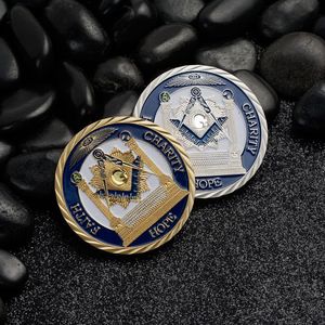 Masonik Mason Masonluk İnanç Yardım 24k Gold Challenge Coin