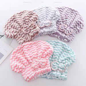 Mulheres banheiro Cabelo de toalha de secagem rápida cabelo Hat Turban Super absorvente Envoltório principal Duche Cap Toalhas de banho F3781