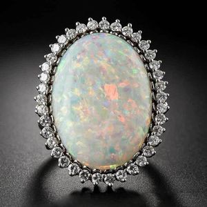 All'ingrosso-trendy argento 925 gioielli anello forma ovale opale zircone anelli di pietre preziose per le donne regalo della festa nuziale all'ingrosso taglia 6-10