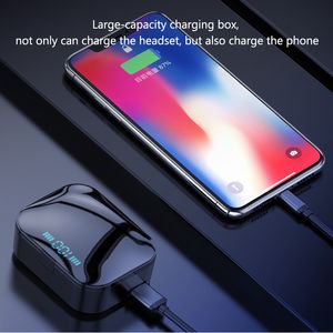 TWS Bluetooth 5.0 Earphone Headset 6D Stereo Trådlösa öronproppar IPX7 Vattentät Sport Handsfree hörlurar med telefon Laddningslåda