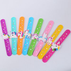 Kind Kinder Mädchen Junge Stern Druck Bunte Einhorn Armband Flexible Wrap Slap Armband Tier Enfant Armreif Drop Shipping