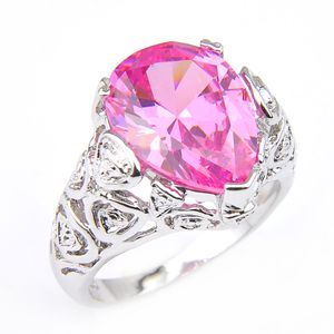 Sweet Cute Fire Pink Kunzite Gems Ring 925 Silver New Fashion Beautiful Jewelry Women Wedding Party Gift Crystal Rings 10 Pcs