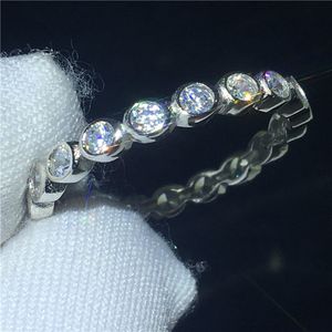 Vecalon Eternity Promise Ring 100% Real 925 Sterling Silver Diamond Engagement Bröllop Band Ringar för Kvinnor Fina Smycken