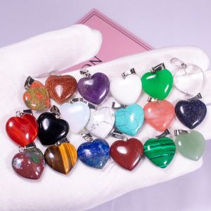 Natural Stone Heart Pendant Charms Fashion Jewelry Necklace Earrings Making Findings Wholesale MKI Brand