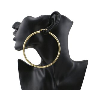Fashion-hoop örhängen för kvinnor västerländsk varm försäljning enkel rund nattklubb Huggie örhänge överdrivna smycken 2 färger Golden Rose Gold