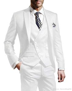 Newest One Button Groomsmen Peak Lapel Wedding Groom Tuxedos Men Suits Wedding/Prom/Dinner Best Man Blazer(Jacket+Tie+Vest+Pants) 538