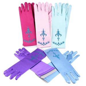 Cosplay Princess Gloves for Kids Children Girls Stamping Gloves Satin per feste Christmas Halloween 9 Colori A-860