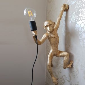 Hartsguld Monkey Hänglampa Hängande vägg Living Room Light Pendante Luster E27 Bulb Kroonluchter Luces Dekoration Plafondlamp
