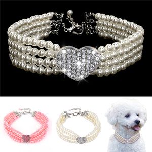 Bling Rhinestone Puppy Cat Collars Adjustable Heart Kitten Collar for Small Medium Dogs Cats Chihuahua Pug Yorkshire Pet Jewelry