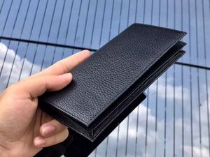 Hochwertige europäisch-amerikanische Mode-Damen-Geldbörse Emile aus echtem Leder in Schwarz, Kartenhalter, tragbare Geldbörse, Clutch, mit Boxgröße 19 x 10 cm