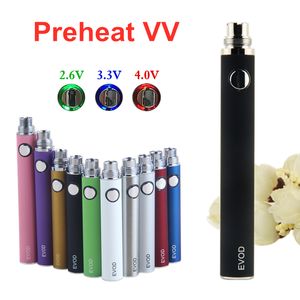 MOQ 1st 510 trådbatterier EVOD VV Vape Oljebatteri för Vaporizer Pen Cartridges E Cigarett