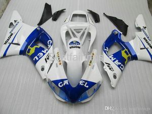 ZXMotor högkvalitativ fairing kit för Yamaha R1 1998 1999 Vitblå Fairings YZF R1 98 99 GG36